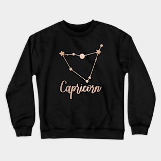 Capricorn Zodiac In Rose Gold - Black Crewneck Sweatshirt